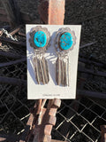 Turquoise Earrings with Dangling Feathers